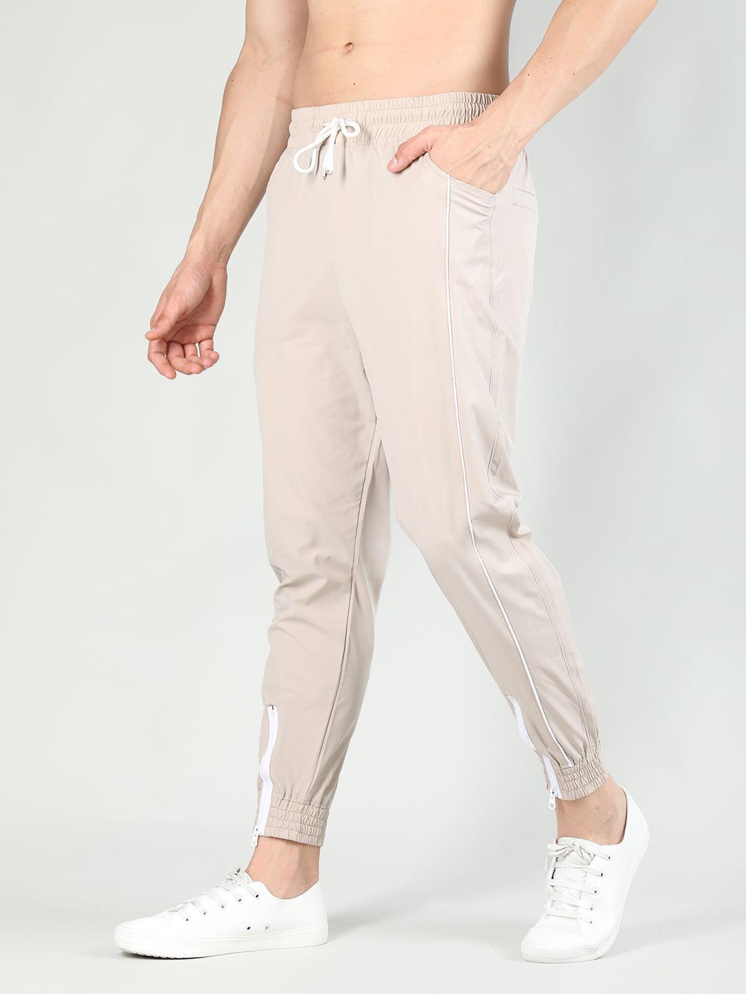 Men Beige Gym Training Sports Trackpant