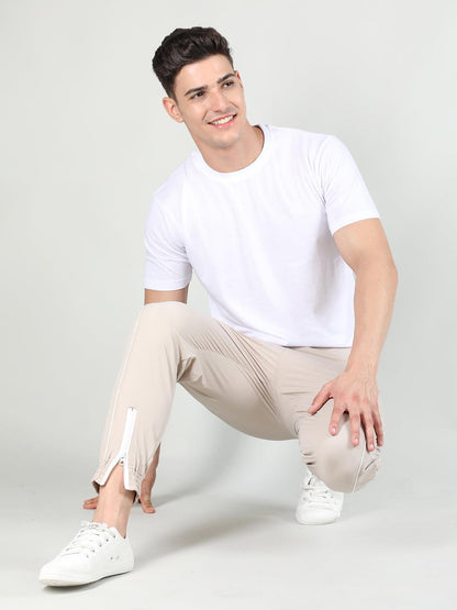 Men Beige Gym Training Sports Trackpant