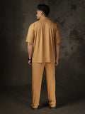 Men Camel Summer Co-ord Set with Polo Neck