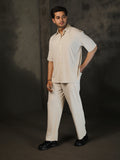 Men Beige Summer Co-ord Set with Polo Neck