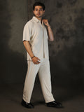 Men Beige Summer Co-ord Set with Polo Neck