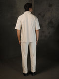 Men Beige Summer Co-ord Set with Polo Neck