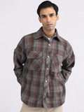 Men Winter Wear Spread Collar Check Shacket | CHKOKKO