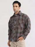 Men Winter Wear Spread Collar Check Shacket | CHKOKKO