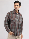 Men Winter Wear Spread Collar Check Shacket | CHKOKKO