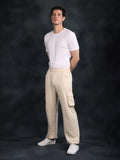 Men Beige Relaxed Fit Baggy Trackpant | CHKOKKO
