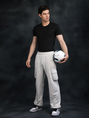 Men Ecru Relaxed Fit Baggy Trackpants | CHKOKKO