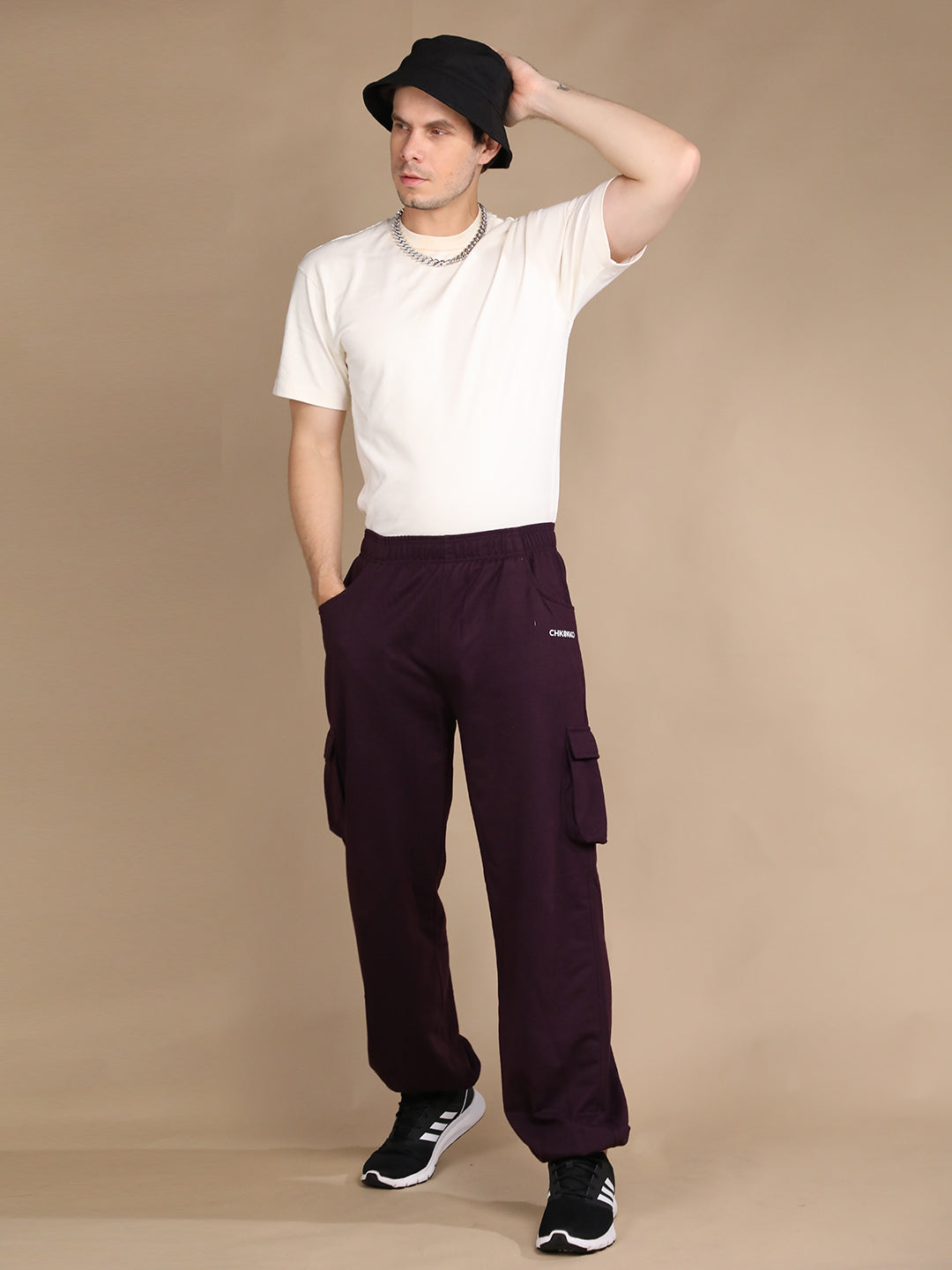 Men Voilet Relaxed Fit Baggy Trackpants | CHKOKKO