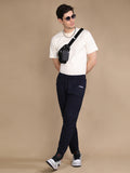 Men Navy Regular Fit Cotton Trackpants | CHKOKKO