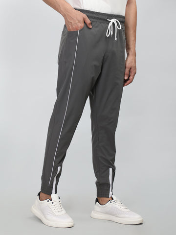 Men Darkgrey White Training Sports Trackpants