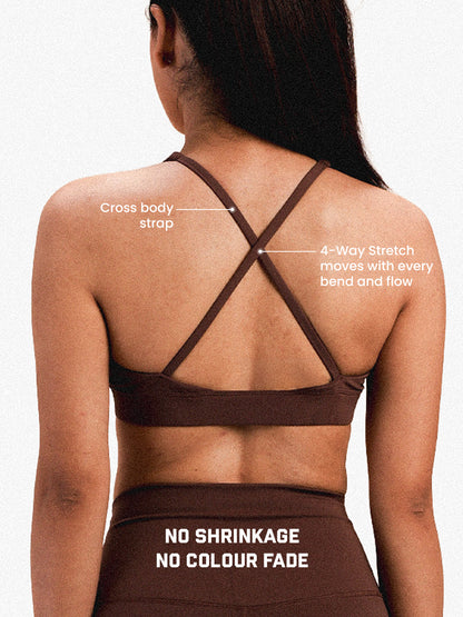 Women’s Seamless Stretch Sports Bra for Gym & Yoga Brown