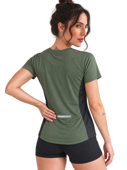 Women's Half Sleeve Dry Fit Active Wear Sports T-shirts Green