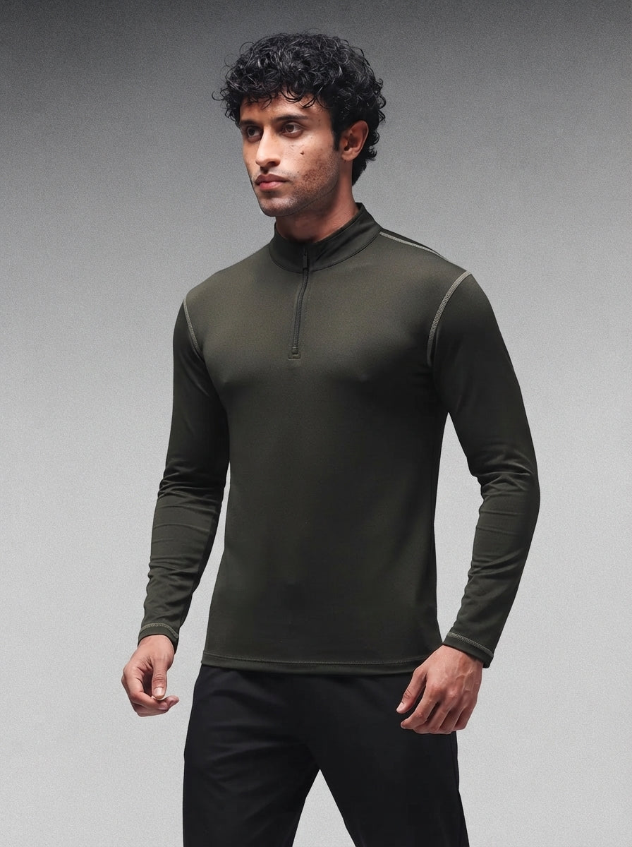 Men’s Full Sleeves Performance Compression T-Shirt for Gym Olive