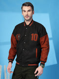 Men Oversized Winter Wear Varsity Jacket with Ribbed Cuffs