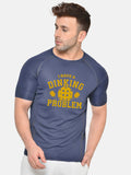 Men Printed Regular Gym Sports T-Shirt Navy