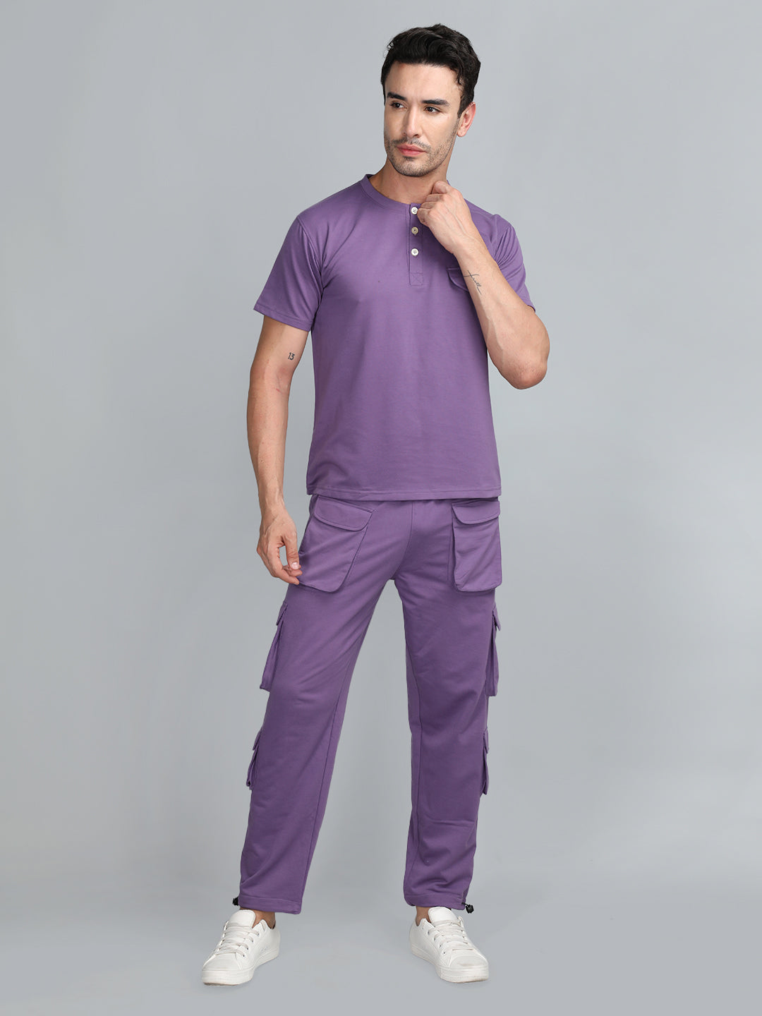 Men's Purple Regular Co-Ord Set