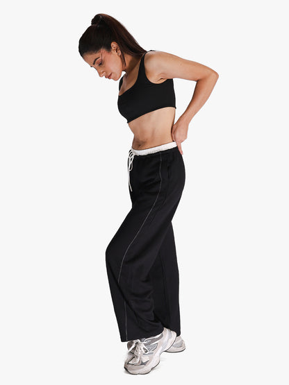 Women’s Black Relaxed Fit Athleisure Track Pants