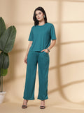 Women's Teal Casual Summer Co-ord Set