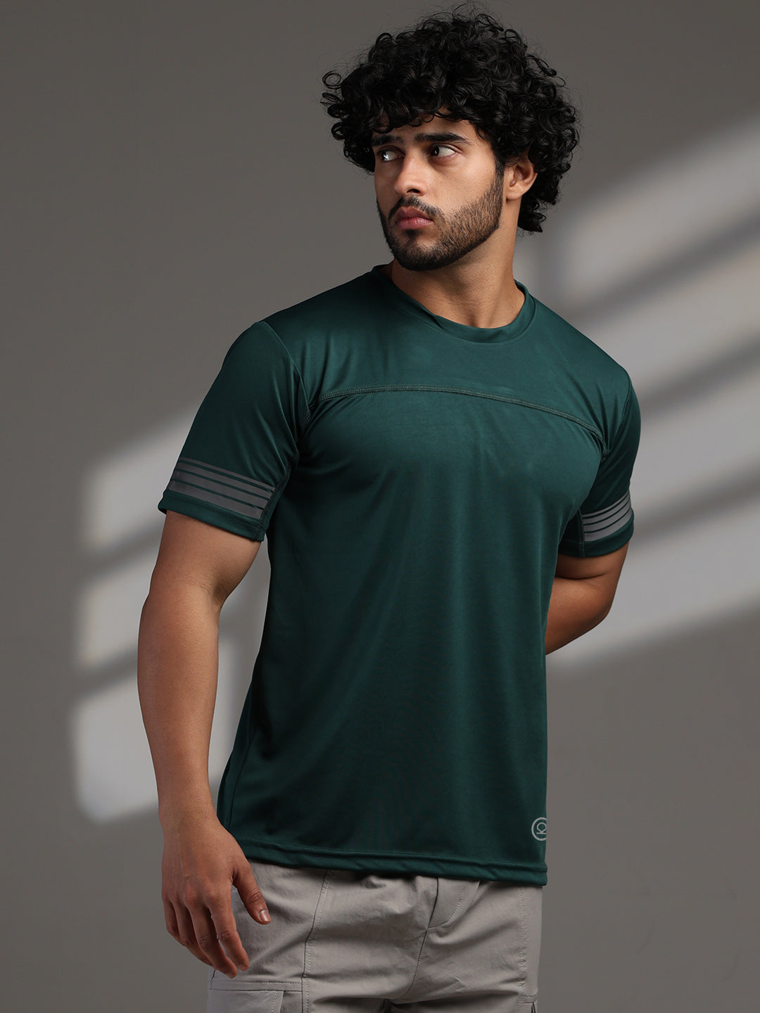 Men's Half Sleeves Dry Fit Gym T-shirt Bottle Green