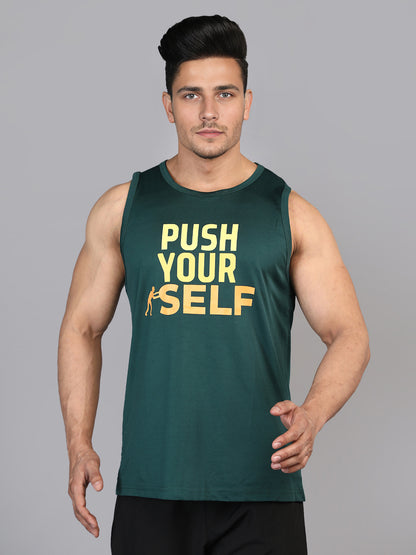 Men's Dark Green Gym Tank Tops Sleeveless Sports Vest