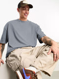 Men Oversized Cotton Solid Round Neck Tshirts