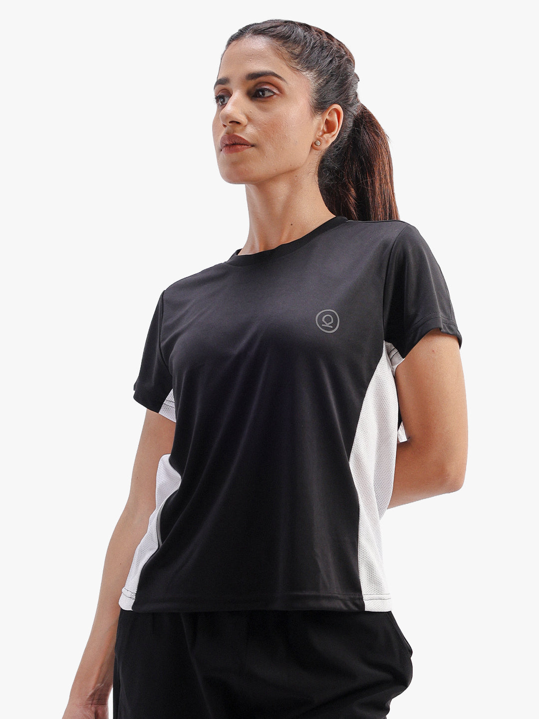 Women's Half Sleeve Dry Fit Active Wear Sports T-shirts Black