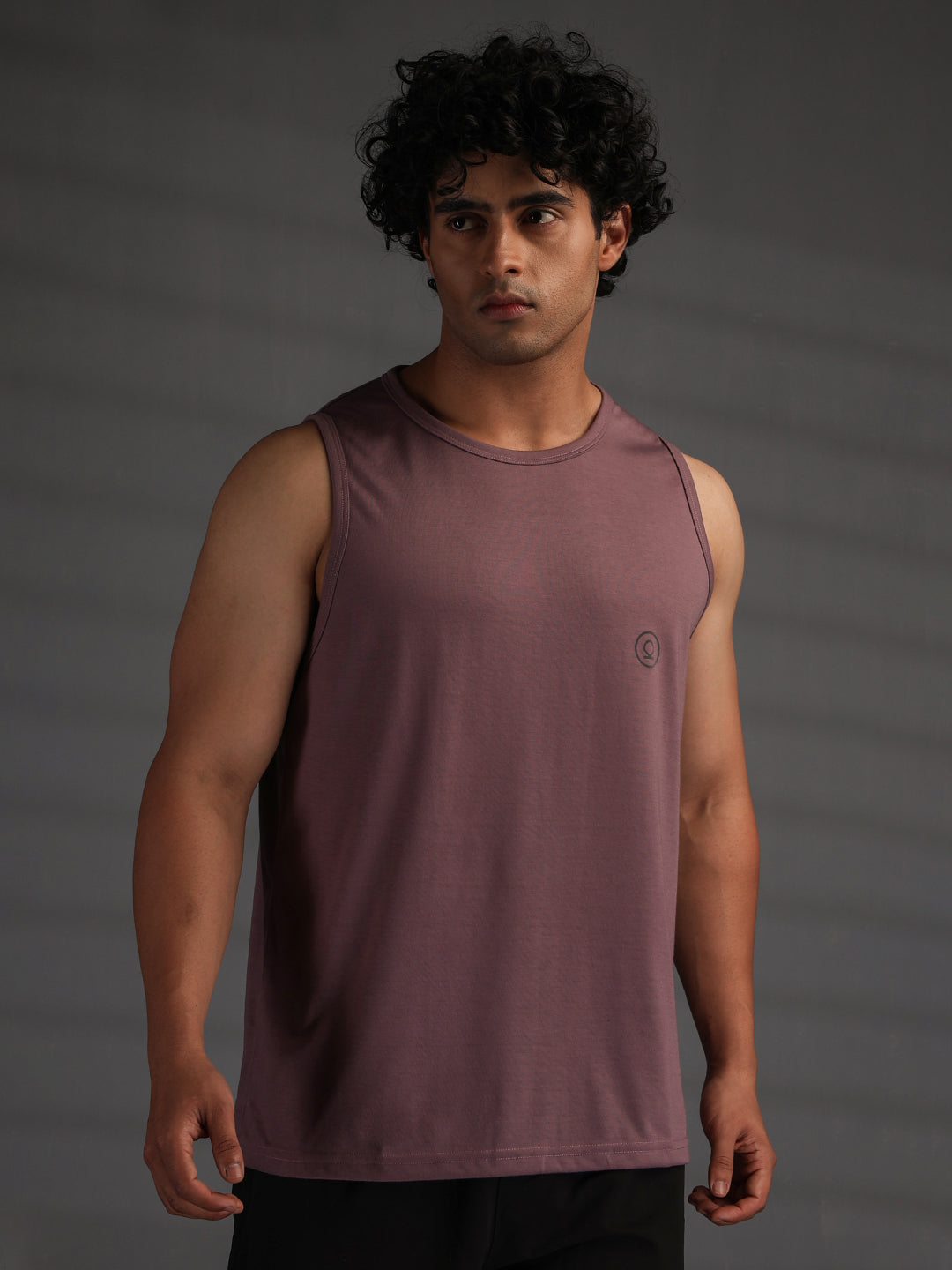 Men's Mauve Cotton Sleeveless Gym Tanktop