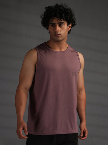 Men's Mauve Cotton Sleeveless Gym Tanktop