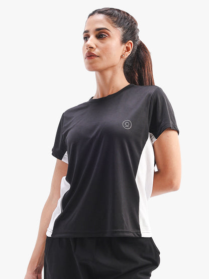 Women's Half Sleeve Dry Fit Active Wear Sports T-shirts Black