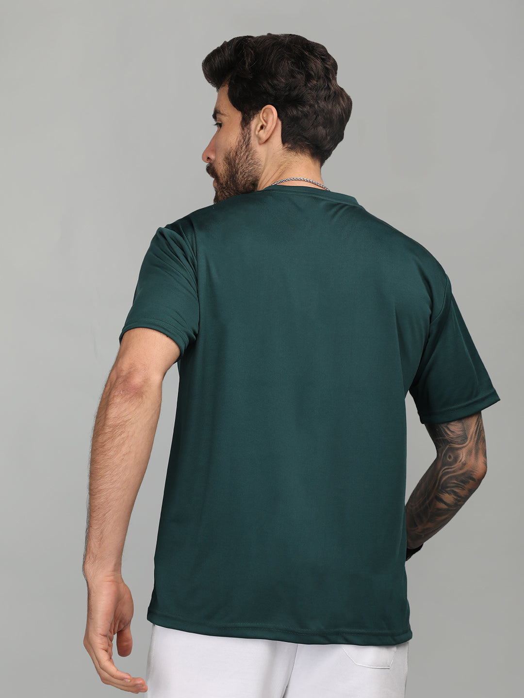 Men's Round Neck Gym Sports Dark Green