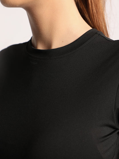 Women Round Neck Half Sleeve Sports Crop Top