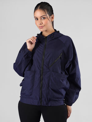 Women Winter Sports Oversized Windcheater Hooded Jacket