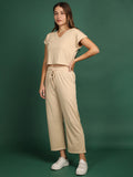 Women Beige Casual Summer Co-ord Set