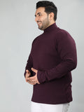 Men Violet Winter Wear Cotton High Neck Regular Fit T Shirt