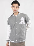 Men Oversized Winter Wear Varsity Jacket with Ribbed Cuffs