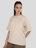 Women Oversized Cotton Solid Round Neck Tshirts