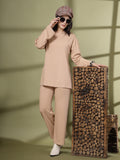 Women's Beige Solid Summer Polyester Co-ord set