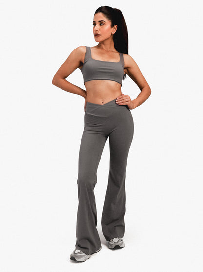Women’s Crossover Flared Pants Grey