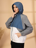 Women Colourblocked Hooded Windcheater Oversized Sports Jacket