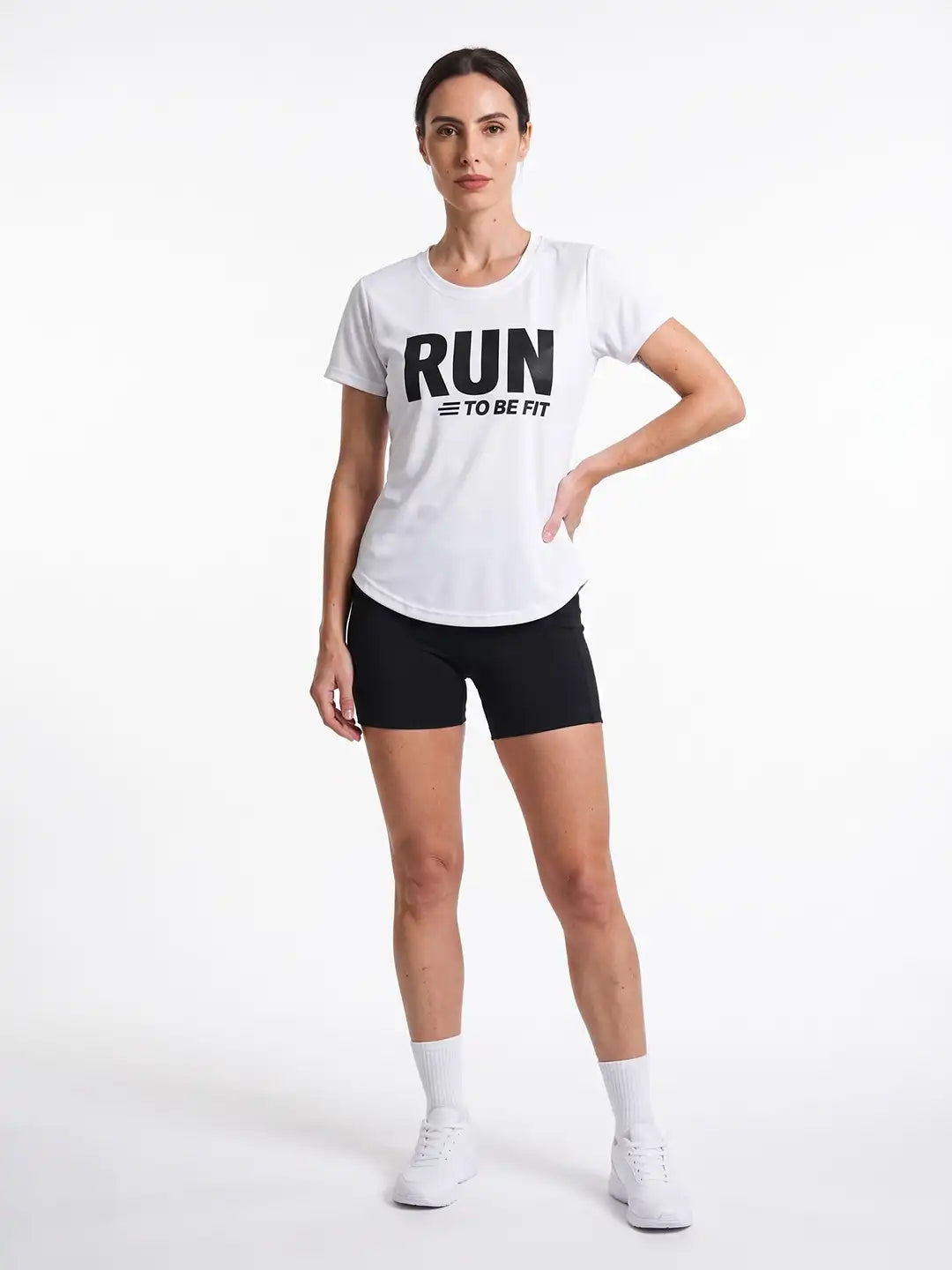 Women Round Neck Dry Fit Gym Sports T-Shirt White