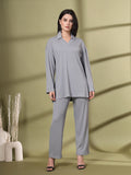 Women's Slate Grey Solid Summer Polyester Co-ord set