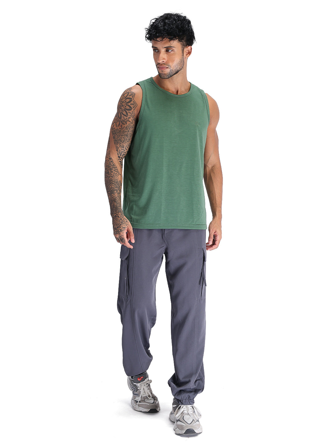 Men's Green Sleeveless Gym Tanktop