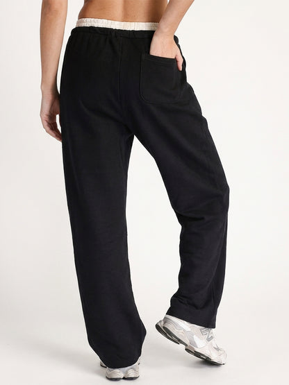 Women’s Black Relaxed Fit Athleisure Track Pants