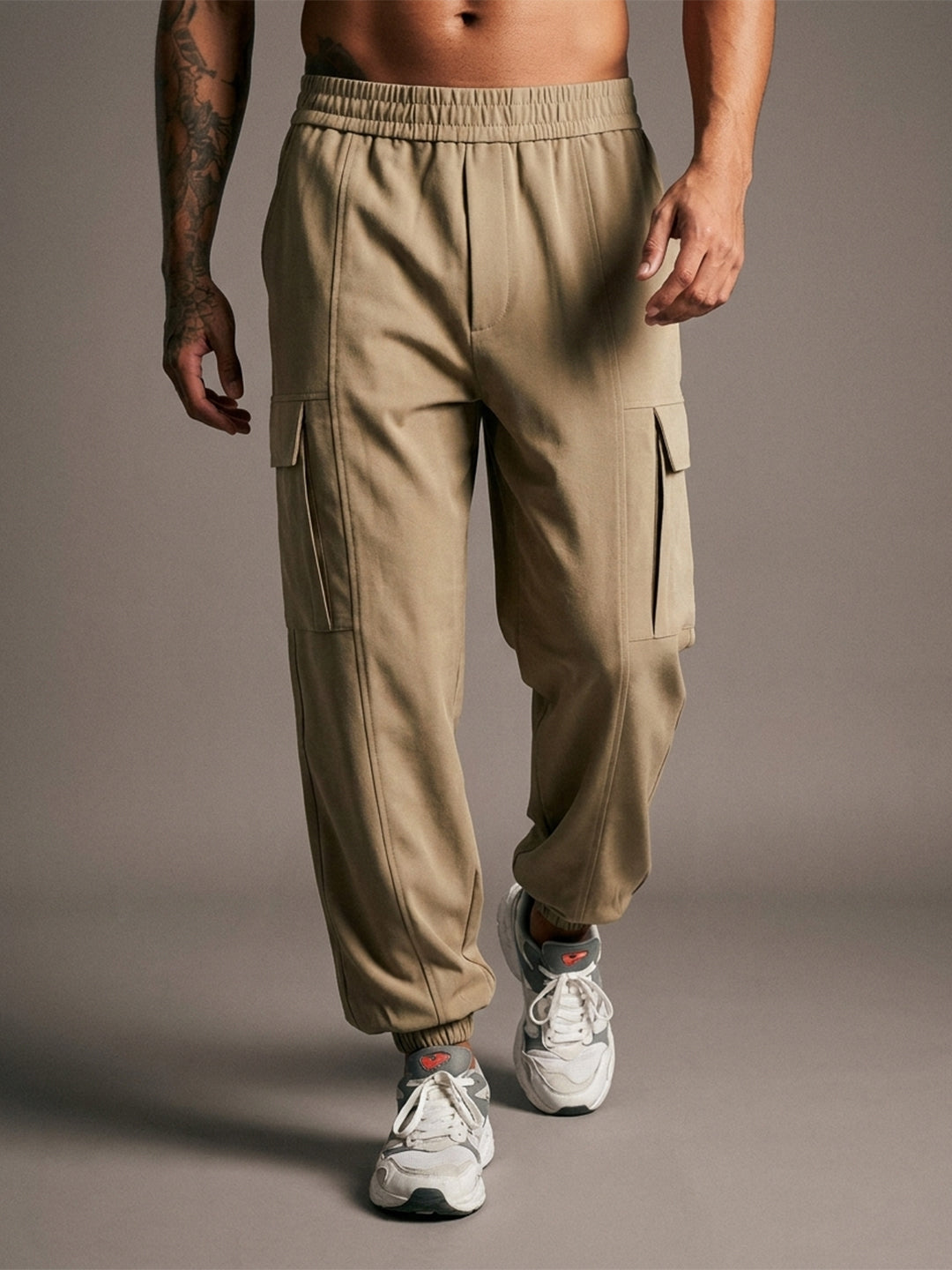 Men’s Khaki Relaxed Fit Sports Trackpant