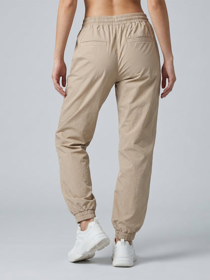Women Beige White Gym Training Sports Trackpant