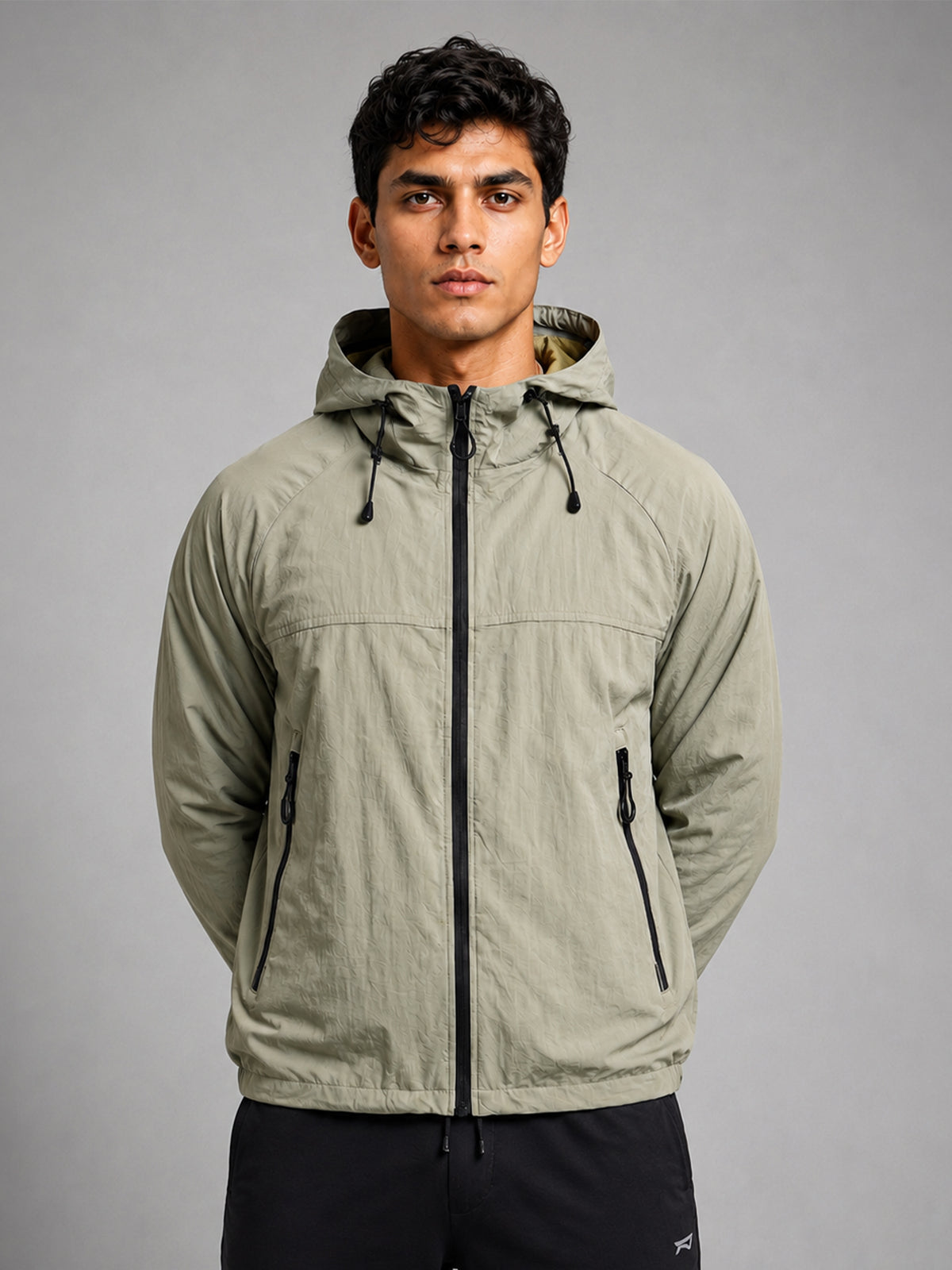 Men’s Green Lightweight Hooded Windcheater Jacket