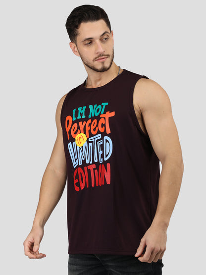 Men Violet Printed Gym Tank Tops Sports Sleeveless Vest