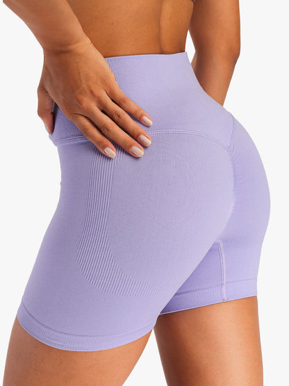Women's High-Waist Seamless Stretch Yoga Shorts Purple