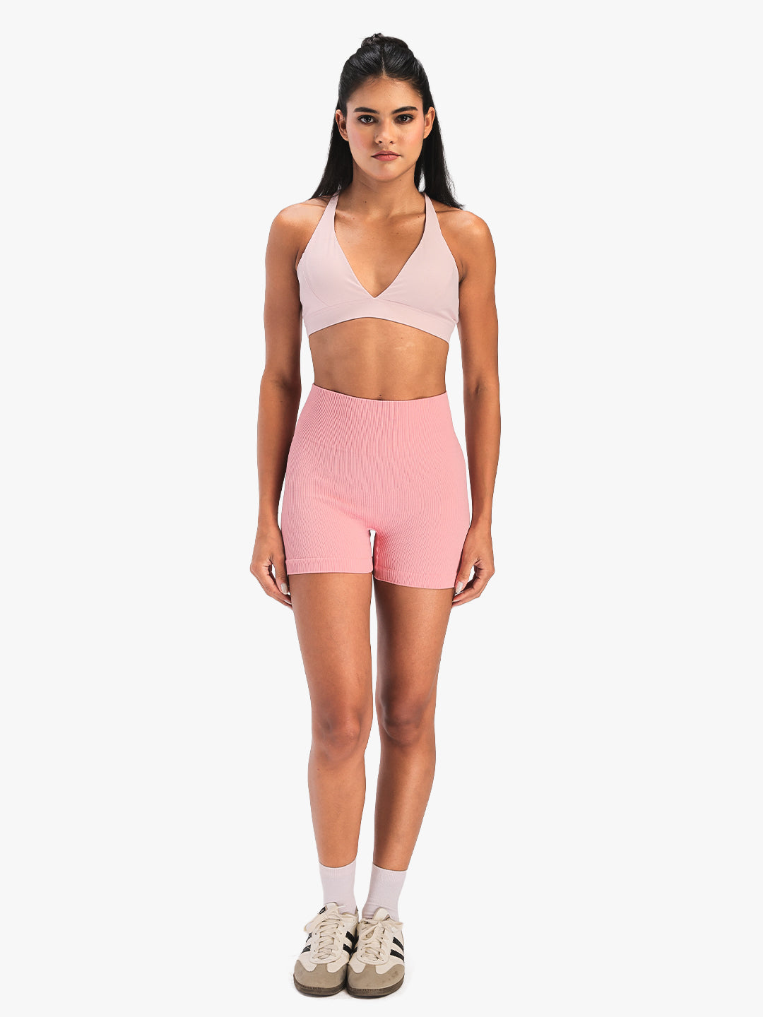 Women's Seamless Ribbed High-Waist Biker Shorts Pink