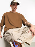 Men Oversized Cotton Solid Round Neck Tshirts